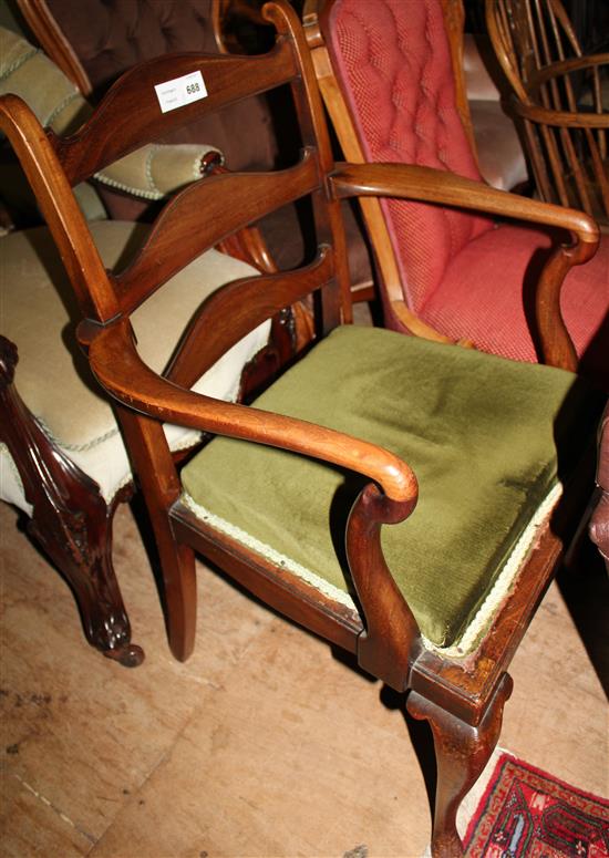 Edwardian George III style ladderback armchair(-)
